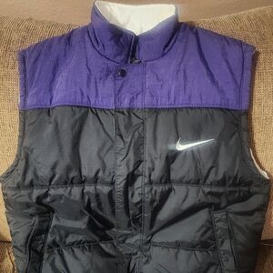 Nike Women's Black and Purple Puffer Vest Sz.Lg